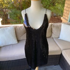 Black Sequin Free People Sheath Dress